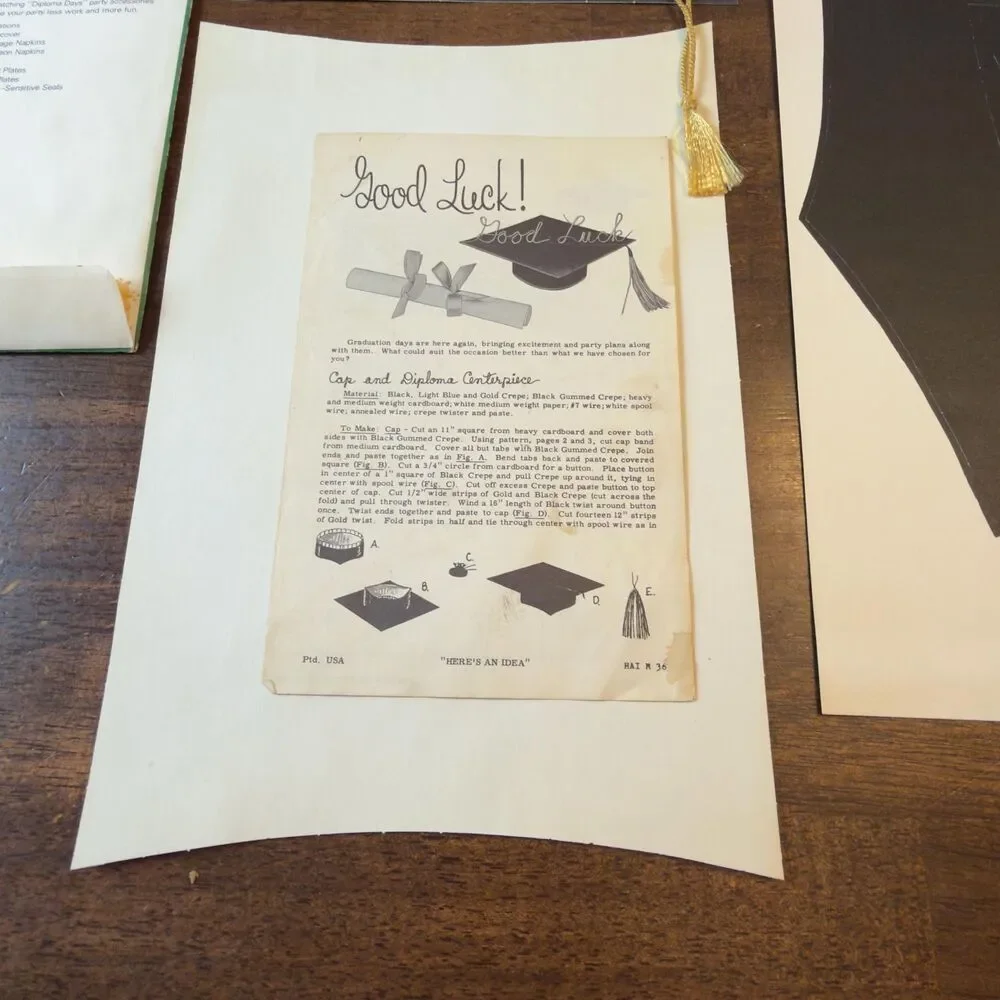 Rare Vintage 1960 Hallmark Diploma Days Graduation Centerpiece Kit Unused NOS